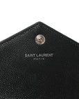 Grain De Poudre Matelasse Chevron Monogram Envelope Chain Wallet Black