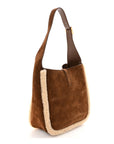 Suede Shearling Small Le 5 A 7 Soft Hobo Dark Sigaro Natural Beige