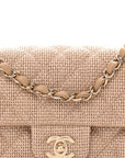 Braided Raffia Quilted Mini Rectangular Flap Dark Beige