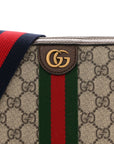 GG Supreme Monogram Textured Dollar Calfskin Web Ophidia Wristlet Shoulder Bag Beige Ebony New Acero