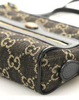 Jacquard Black Denim GG Monogram Textured Dollar Calfskin Mini Ophidia Shoulder Bag Black Ivory