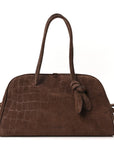 Suede Crocodile Embossed Le Turismo Dark Brown