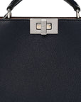 Cuoio Romano Vitello Cover Glazed Fabric Bi-Color FF 1974 Mini Peekaboo I SEE U Satchel Blue Dark Brown Tobacco Moro