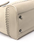 Grainy Calfskin Braided Small Canterbury Tote Beige
