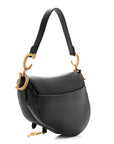 Grained Calfskin Saddle Bag Black