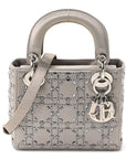 Satin Crystal Cannage Mini Lady D1OR Gray