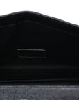Grain De Poudre Matelasse Chevron Monogram Envelope Clutch Black