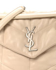Lambskin Quilted Medium Loulou Puffer Monogram Chain Satchel Crema Soft