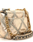 Metallic Calfskin Crochet Medium CHNL 19 Flap Gold