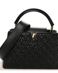 Lambskin Quilted Flower Capucines PM Black