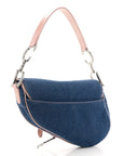 Patent Denim Jeans Saddle Bag Blue Pink