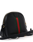 Calfskin GG Web Small Ophidia Dome Shoulder Bag Black