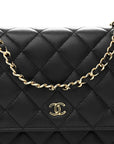Lambskin Quilted Wallet On Chain WOC Black