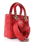 Lambskin Cannage Small Lucky Badges Lady D1OR Red