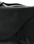Grained Calfskin Saddle Soft Bag Black