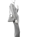 Cuoio Romano Lux Selleria Mini Peekaboo Iconic Satchel Argento