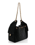 Washed Denim Quilted Small CHNL 25 Handbag Black