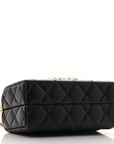 Lambskin Quilted Pearl CC Vanity Case Black