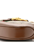 GG Supreme Monogram Azalea Calfskin Web Mini Jackie 1961 Hobo Beige Ebony Brown Sugar