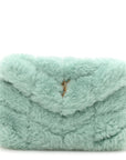 Shearling Quilted Monogram Loulou Puffer Pouch Clutch Iced Mint