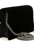 Velvet Skipper Crystal GG Monogram Super Mini Dionysus Shoulder Bag Black