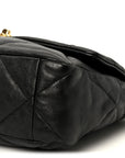 Goatskin Quilted Large CHNL 19 Flap Black