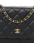Caviar Quilted Wallet on Chain WOC Black