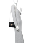 Satin Crystal La Medusa Pouch On Chain Black