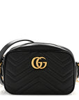 Calfskin Matelasse Mini GG Marmont Chain Shoulder Bag Black