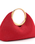 Pony Hair Le Petit Calino Ring Top Handle Bag Red