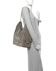 Suede Quilted Medium CHNL 25 Handbag Dark Grey