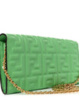 Nappa Matisse FF Embossed Continental Wallet On Chain Edamame
