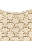 Canvas Calfskin Ava Triomphe Shoulder Bag White