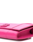 Grained Calfskin Tonal B Hourglass Top Handle Crossbody Phone Holder Fuchsia