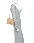 Caviar Quilted Medium Double Flap Beige
