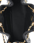 Washed Denim Quilted Mini CHNL 25 Handbag Black
