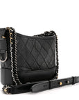 Aged Calfskin Quilted Small Gabrielle Hobo Black