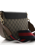 GG Supreme Monogram Web Medium Padlock Messenger Shoulder Bag Black
