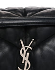 Lambskin Quilted Medium Loulou Puffer Monogram Chain Satchel Black