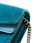 Velvet Super Mini Dionysus Shoulder Bag Pavone Cyan
