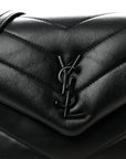 Calfskin Y Quilted Monogram Monochrome Toy Loulou Crossbody Bag Black