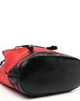Suede Patent Web Small Ophidia Bucket Bag Hibiscus Red Black