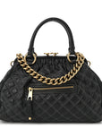 Calfskin Quilted Stam Dark Grey