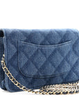 Denim Printed Wallet On Chain WOC Dark Blue
