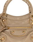 Chevre Gold Metallic Edge Hardware Mini City Beige Latte