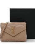 Calfskin Y Quilted Monogram Toy Loulou Crossbody Bag Dark Beige