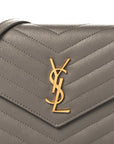 Grain De Poudre Matelasse Chevron Monogram Envelope Chain Wallet Fog