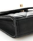 Lambskin Quilted Trendy CC Card Holder On Chain Black