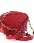 Calfskin Matelasse Mini GG Marmont Chain Shoulder Bag Hibiscus Red