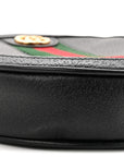 Textured Calfskin Web Ophidia Round Wrist Wallet Black